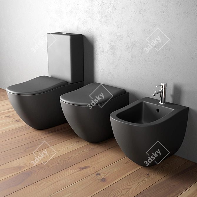 Elegant Fluid Collection Bathroom Suite 3D model image 1