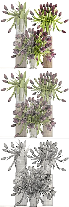 Spring Tulip Bouquet Collection 3D model image 3