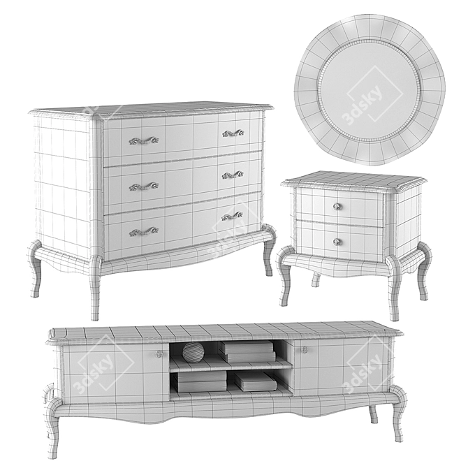 Fleuron Bedside Table 3D model image 3