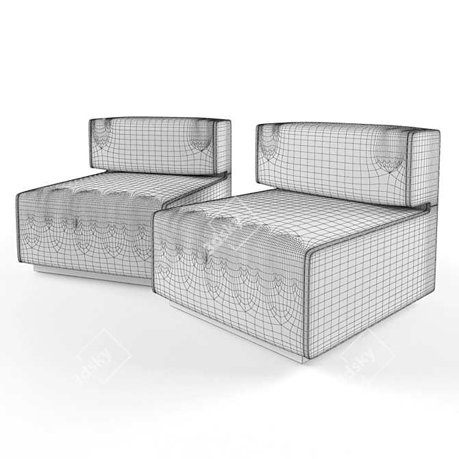 Pierre Cardin Lounge Chair Set 3D model image 3
