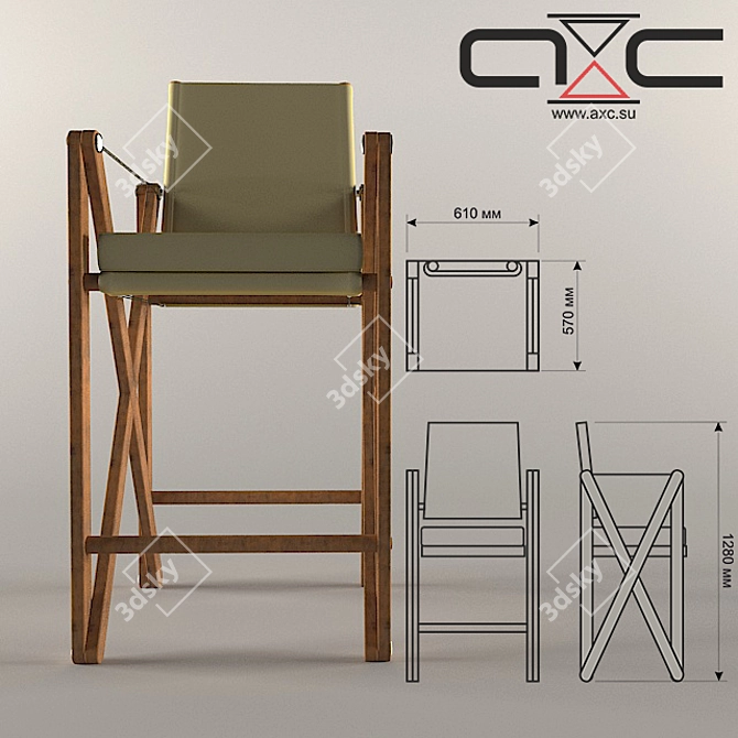 Modern Wooden Bar Armchair AS-14 3D model image 2