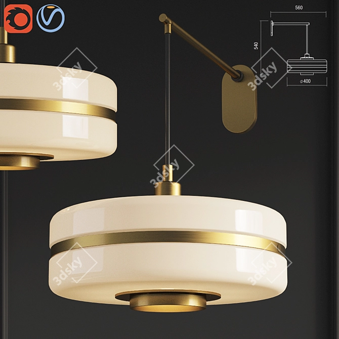 Masina Brass Wall Light: Modern Elegance for Any Space 3D model image 1