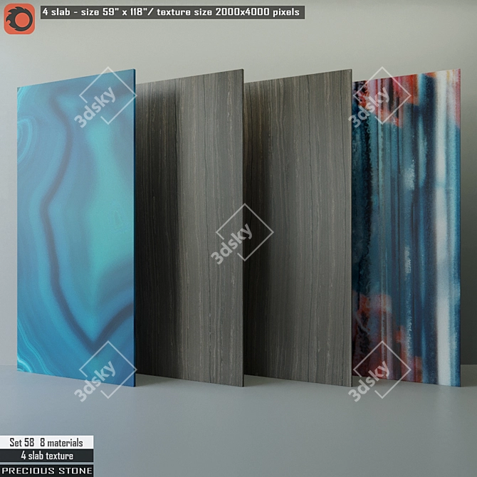 Precious Stone Slab Set 3D model image 1