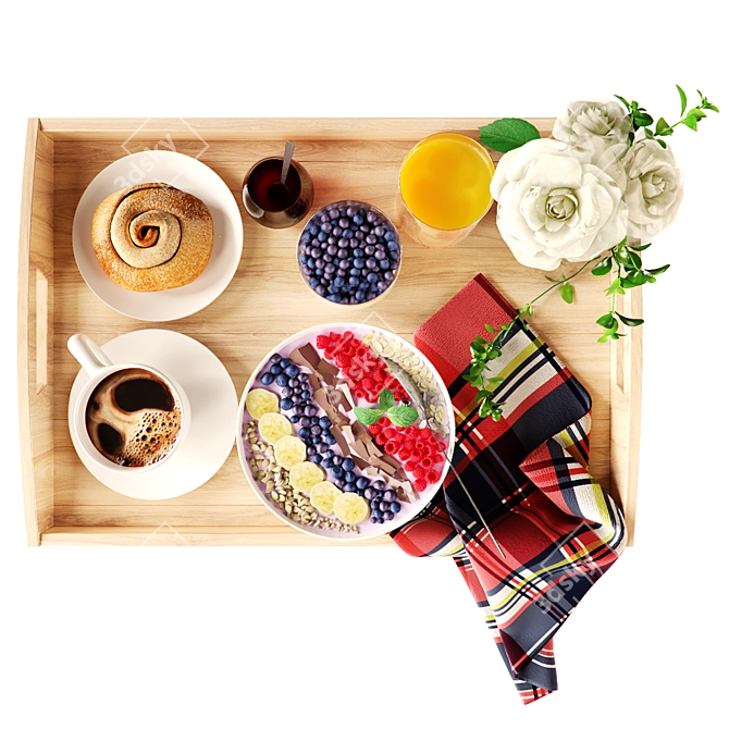 Delicious Morning Mix: Cereal & Fruit 3D model image 2