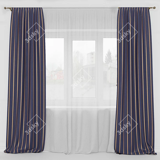 Elegant Drapes for Your Windows 3D model image 1