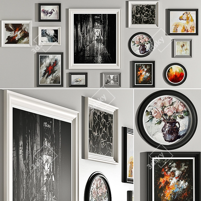 Classic Art Framed Wall Picture Set 3D model image 1