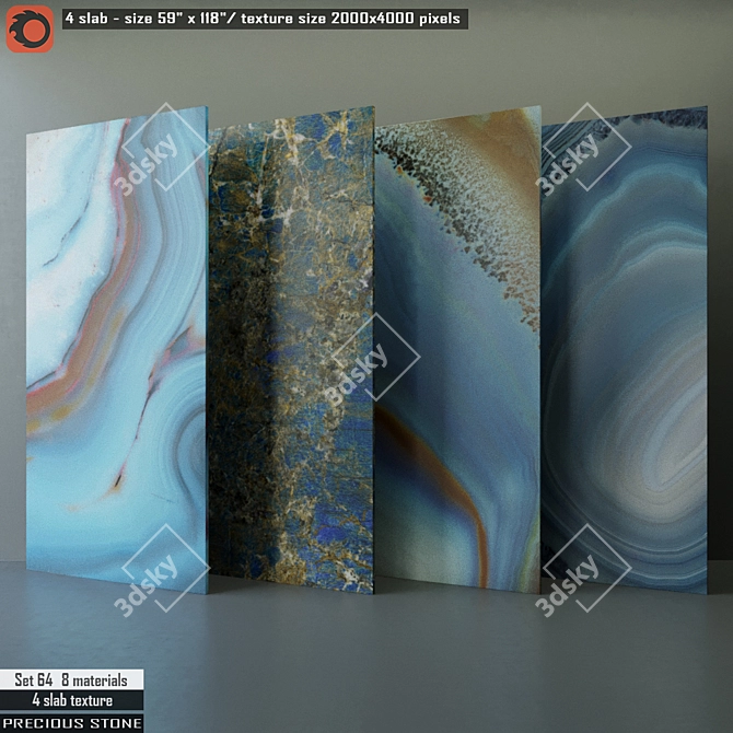 Premium Stone Slab Set 3D model image 1