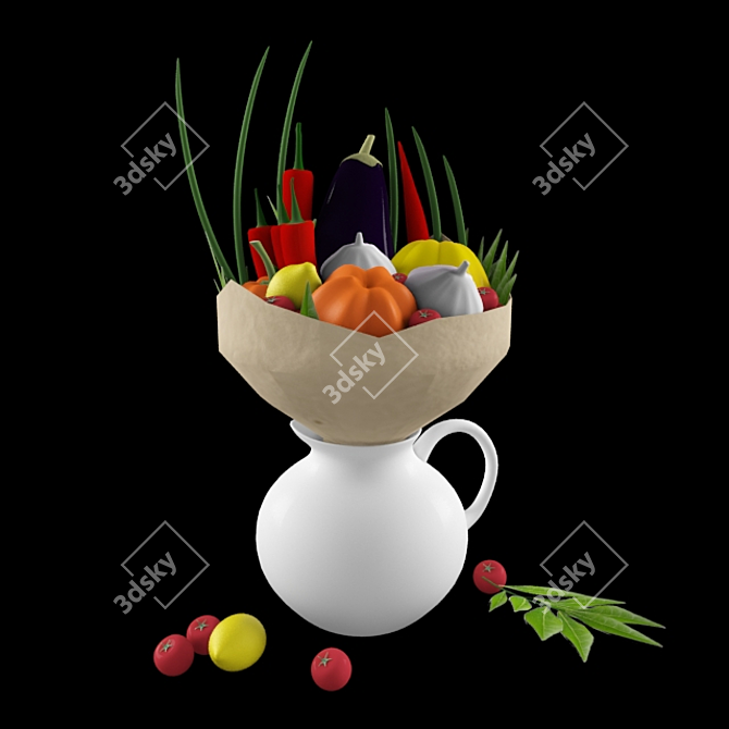 Title: Vibrant Veggie Bouquet 3D model image 1