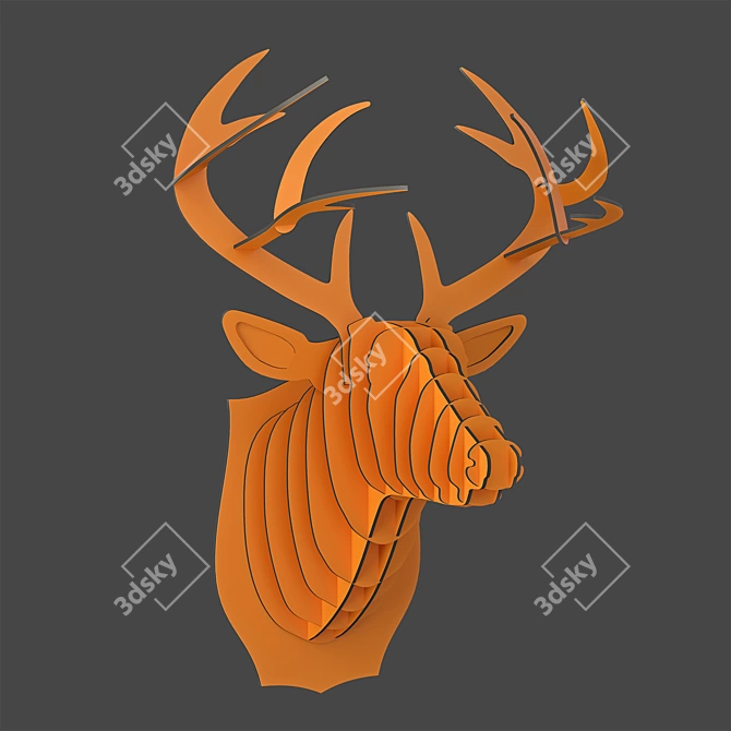 Unique Cardboard Deer Head Sculpture 3D model image 1