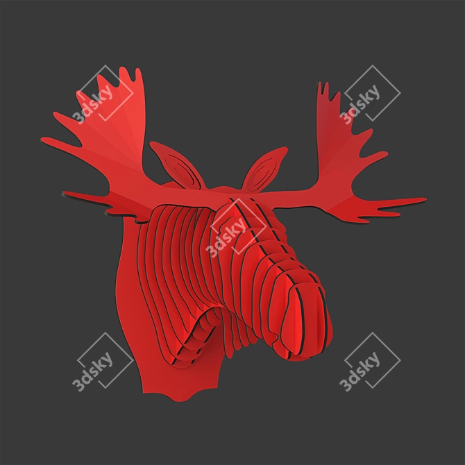 Stylish Fred Cardboard Moose Head 3D model image 1