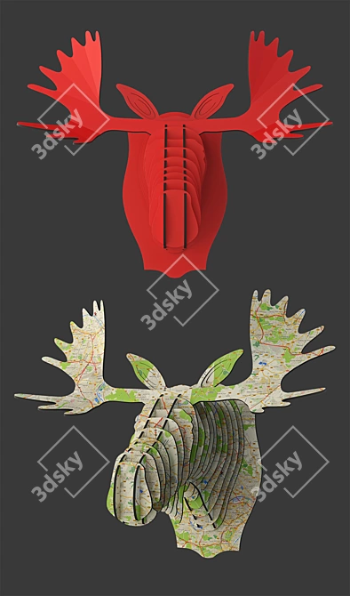 Stylish Fred Cardboard Moose Head 3D model image 2