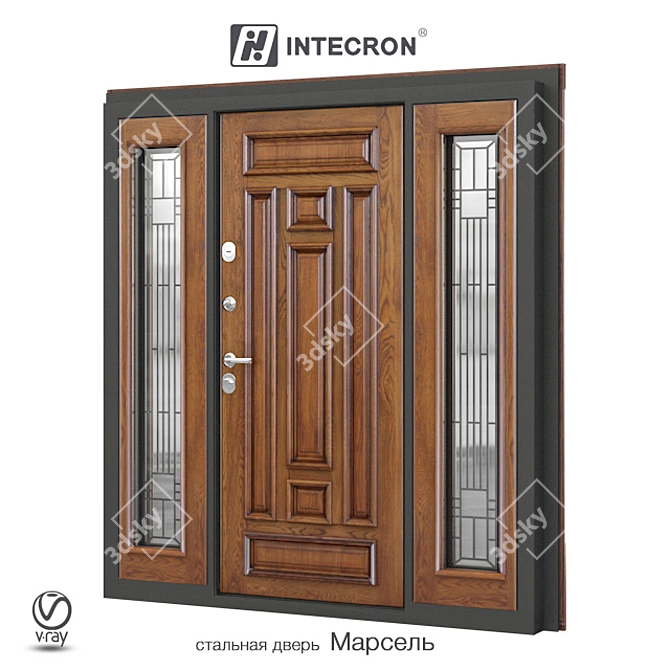 Elegant Marseille Steel Door 3D model image 2