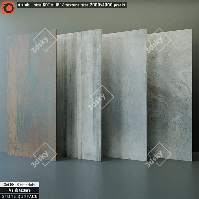 Luxury Stone Slab Set 69 - High Resolution Textures & Multiple Render Materials 3D model image 1