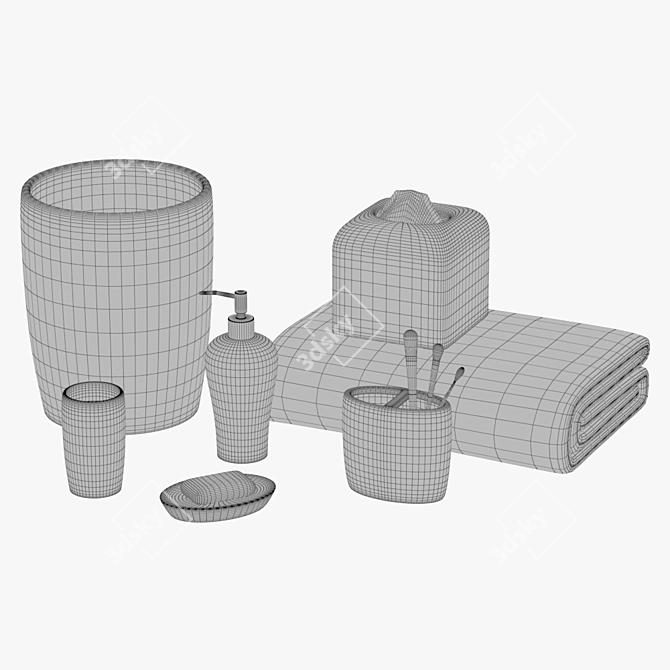 Elegant Black & Gold Bath Set 3D model image 3