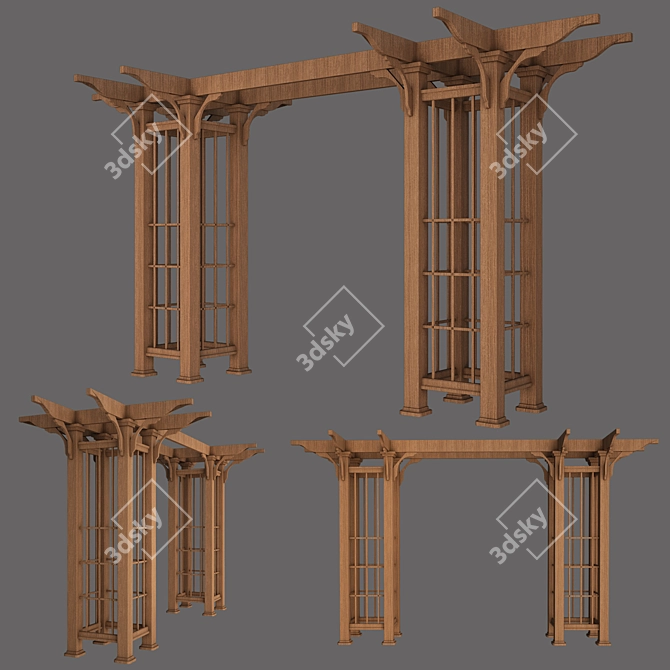 Elegant Wood Stargaze Pergola 3D model image 1