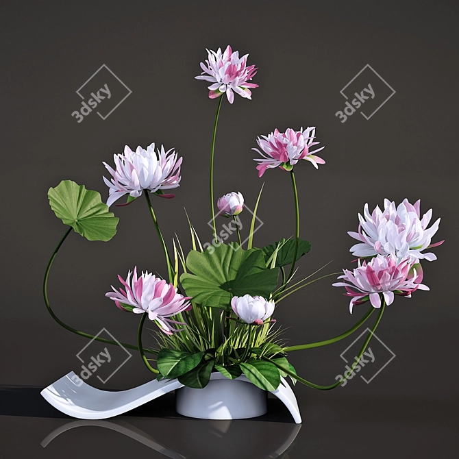 Lotus Flower Bouquet 3D model image 1