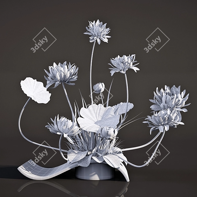 Lotus Flower Bouquet 3D model image 3