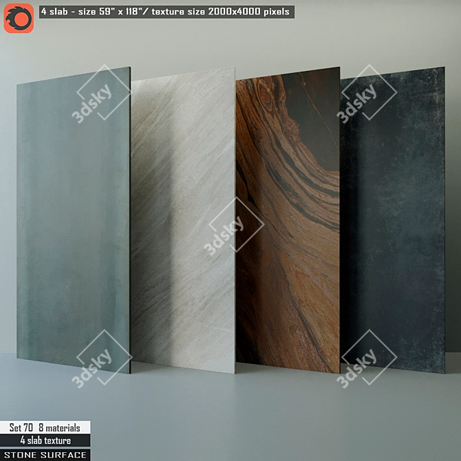 Luxury Stone Slab Set: High-Res Texture, 8 Preset Materials 3D model image 1