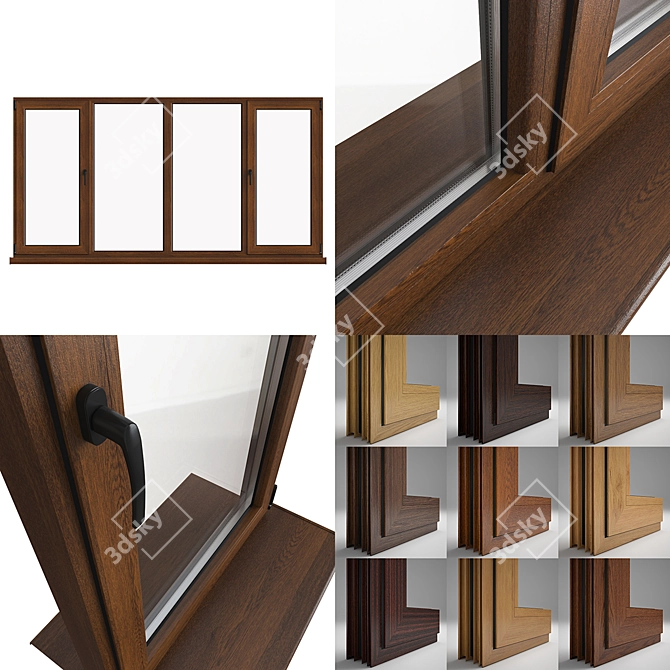 Title: Premium Aluminum Windows Set 3D model image 2