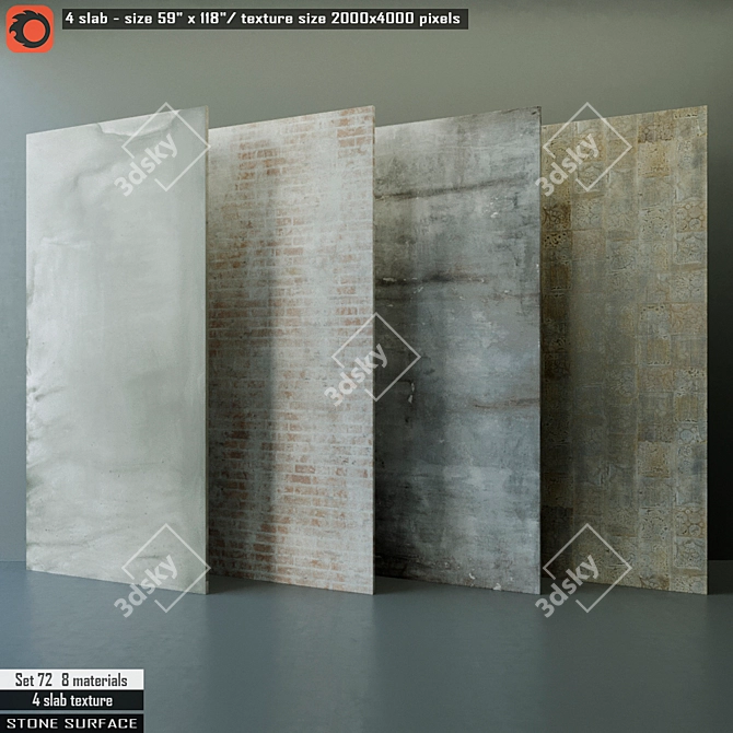 Elegant Stone Slab Set 3D model image 1