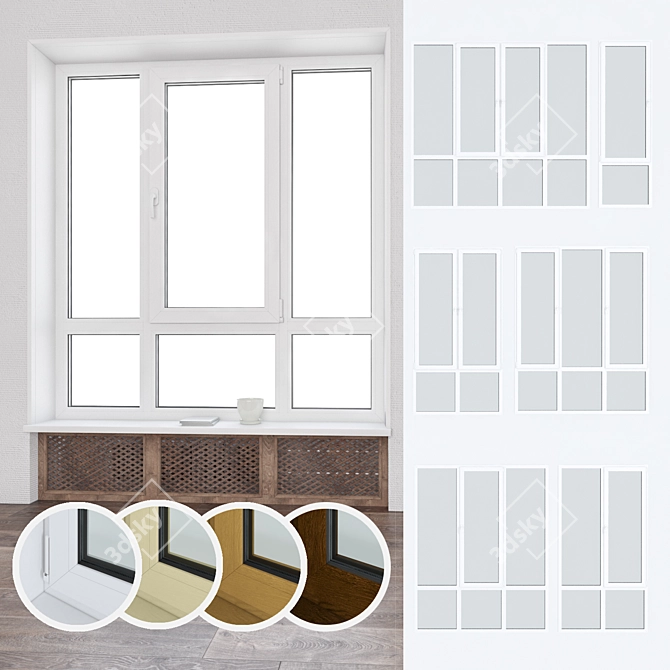 Elegant Plastic Windows Set 3D model image 1