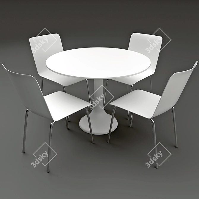 Round Table and 4 Chairs 3D model image 1