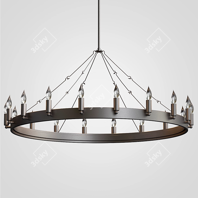 Amino Round Chandelier: Elegant Lighting 3D model image 1