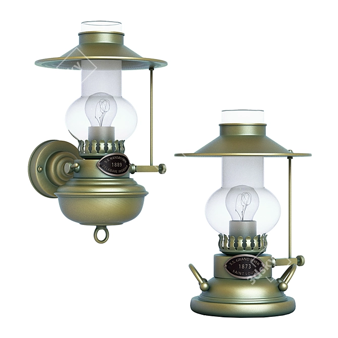 Antique Bronze Colonial-style Lamps by Moretti Luce 3D model image 1