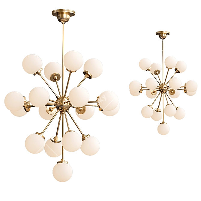 Italian Brass Sputnik Chandelier 3D model image 1