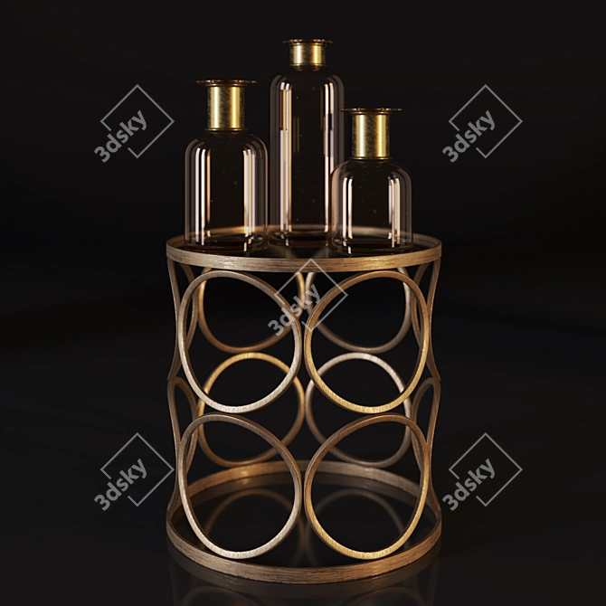 Exquisite Openwork Table with Brown Glitter Décor 3D model image 1