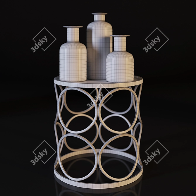 Exquisite Openwork Table with Brown Glitter Décor 3D model image 2