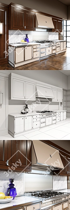 Luxury Kitchen: Avana Pearl & Satin Nickel 3D model image 3