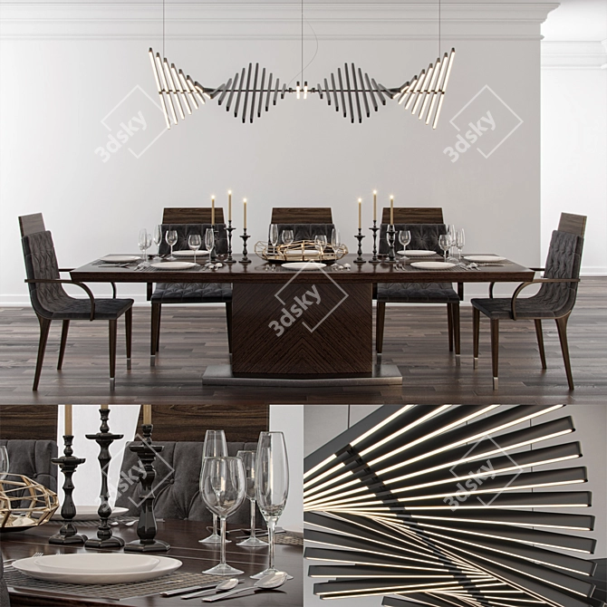 Elegant Vogue Dining Set 3D model image 1