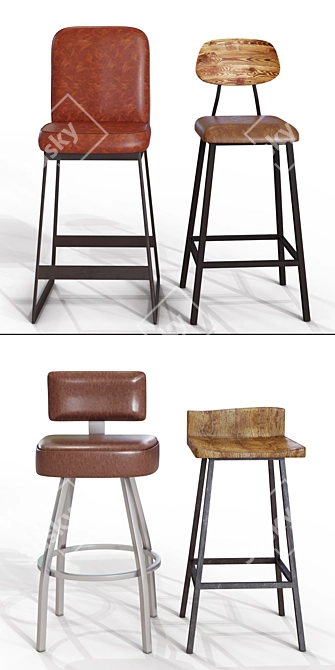 Title: Loft Style Bar Set 3D model image 1