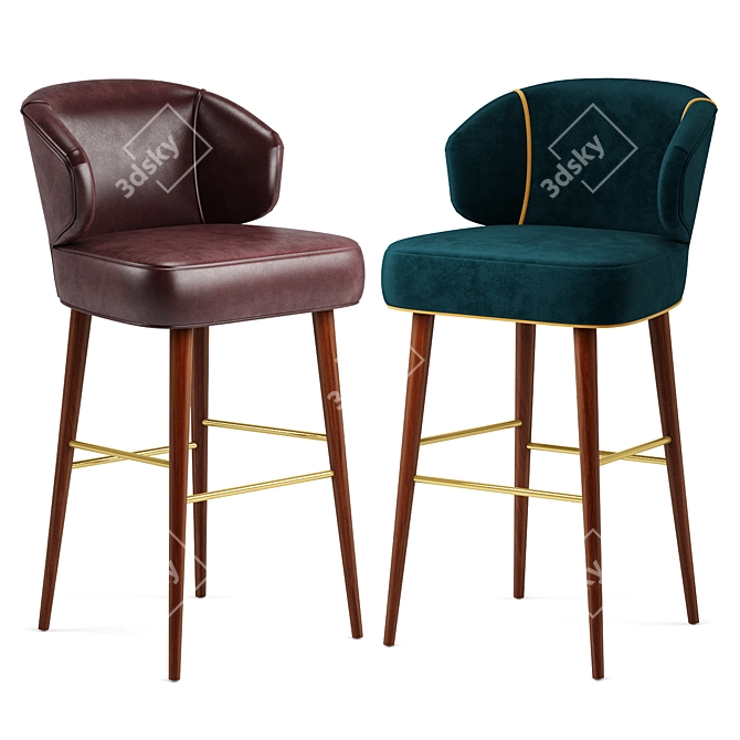 Luxurious Tippi Bar Chair: Velvet Beauty 3D model image 1