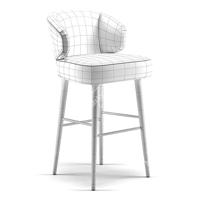 Luxurious Tippi Bar Chair: Velvet Beauty 3D model image 3