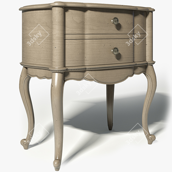 Sanctuary Pearl Leg Nightstand - Elegant Bedroom Furniture 3D model image 2