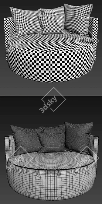 Luxury LouLou Puffing Chair 3D model image 3