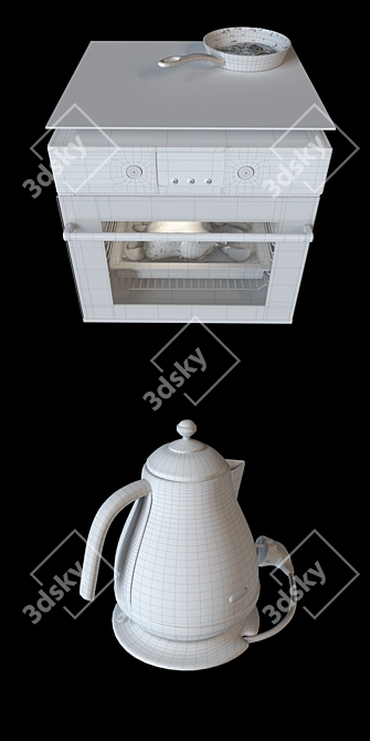 Modern Kitchen Set: Oven, Cooktop, Kettle 3D model image 3