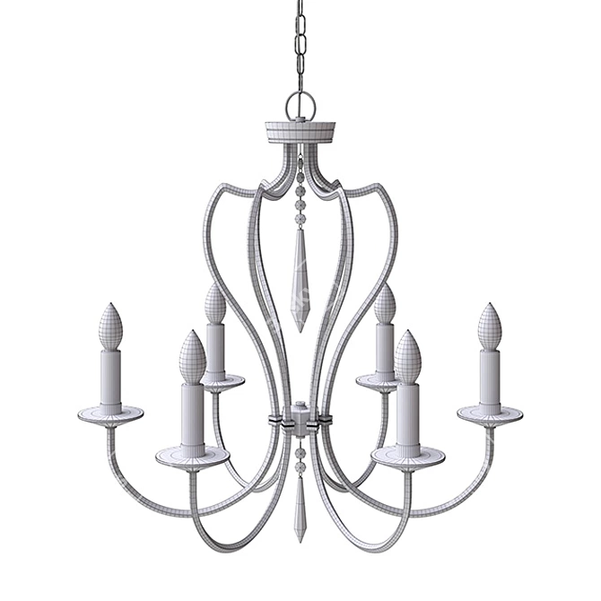 Elegant Pimlico Chandelier - 6-Light 3D model image 3