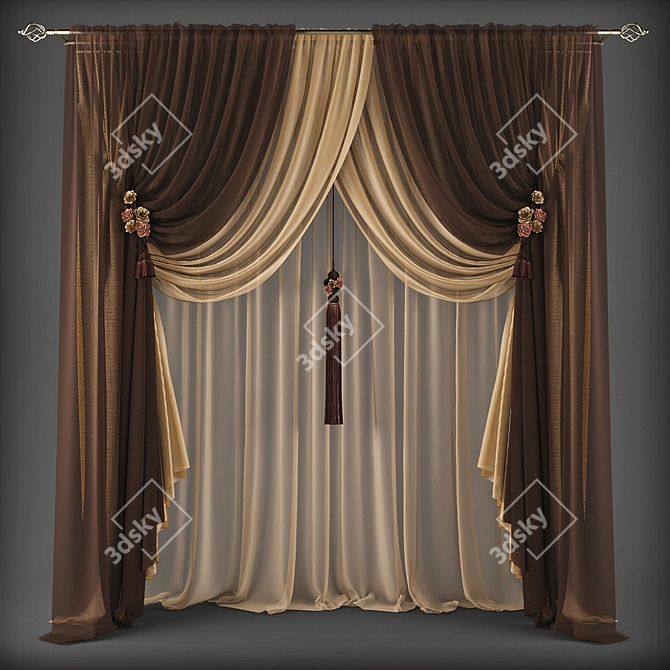 Classic Style Curtains 3D model image 1
