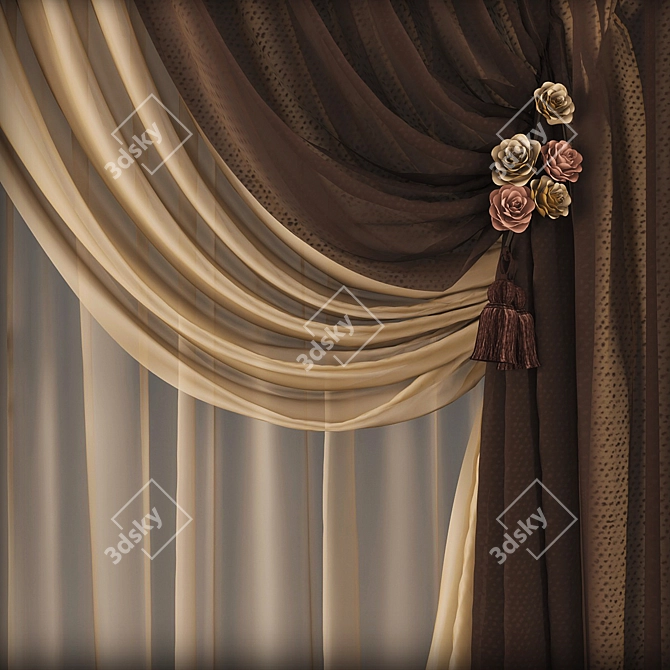 Classic Style Curtains 3D model image 2