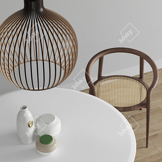 Elegant Saen Round Table Set 3D model image 2