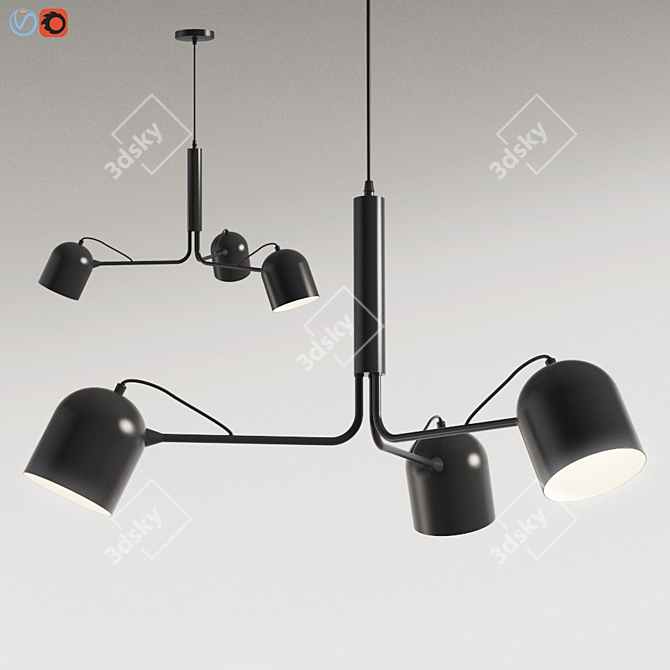 Liang Black Metal Pendant Lamp 3D model image 1