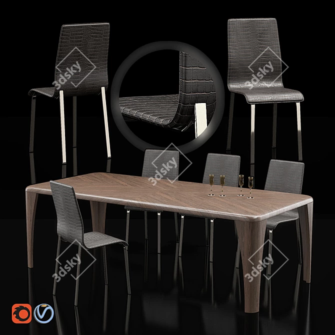 Elegant Duo: Mary Chair & Igor Table 3D model image 1