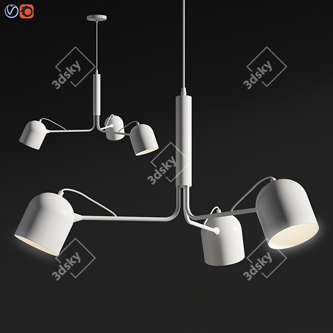 Sleek Metal White Liang Pendant 3D model image 1