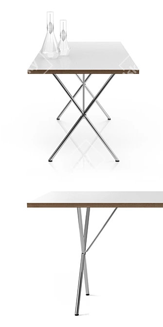 Modern X-Leg Dining Table 3D model image 2