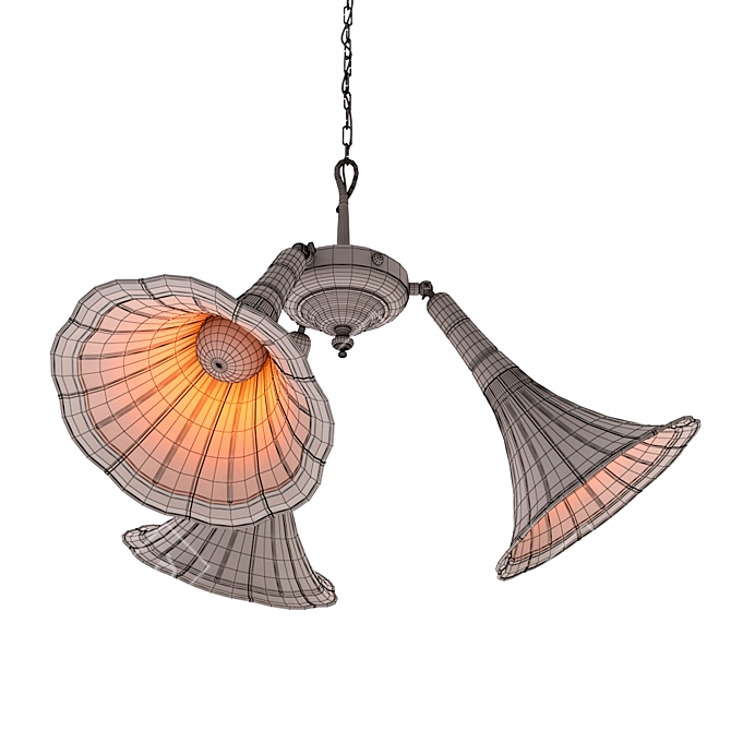 Industrial Gramophone Chandelier 3D model image 3