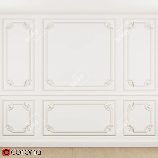 Elegant Gypsum Frame Kit 3D model image 1