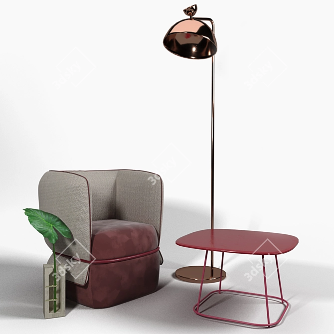 Modern Elegance Chemise Chair 3D model image 1